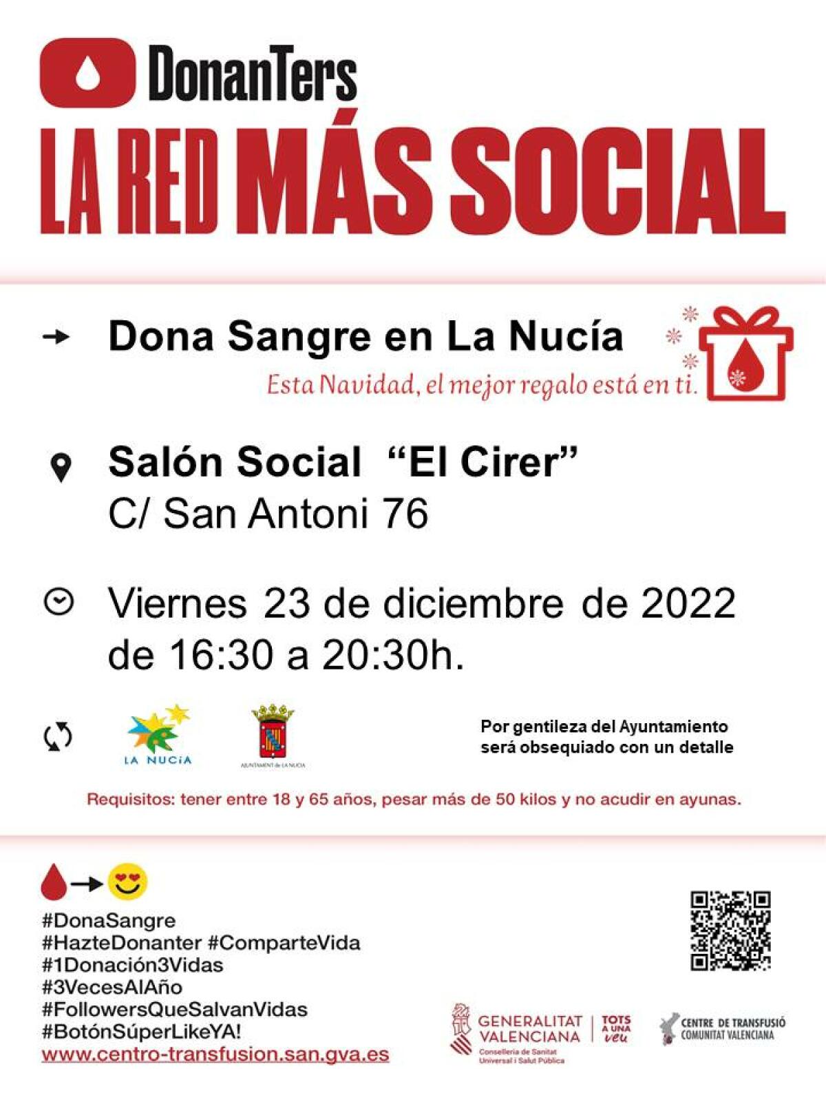 Mañana Donación de Sangre de Navidad con “regalo” para los donantes