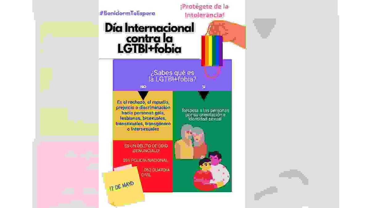 Benidorm ilumina hoy el Castell con los colores arcoíris para conmemorar el ‘Día internacional contra la LGTBifobia’