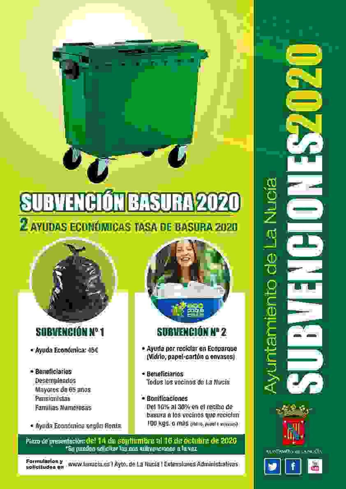 La Subvenci&oacute;n de la Basura y Reciclaje finaliza el 16 de octubre