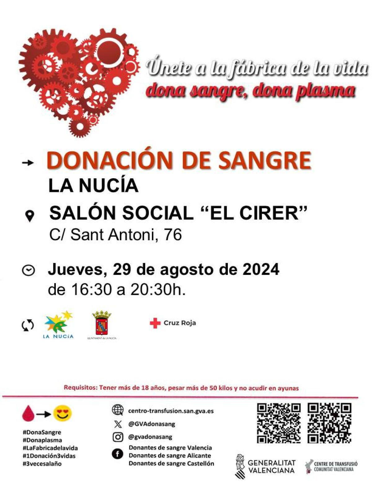 Este jueves 11ª Donación de Sangre del año en La Nucía