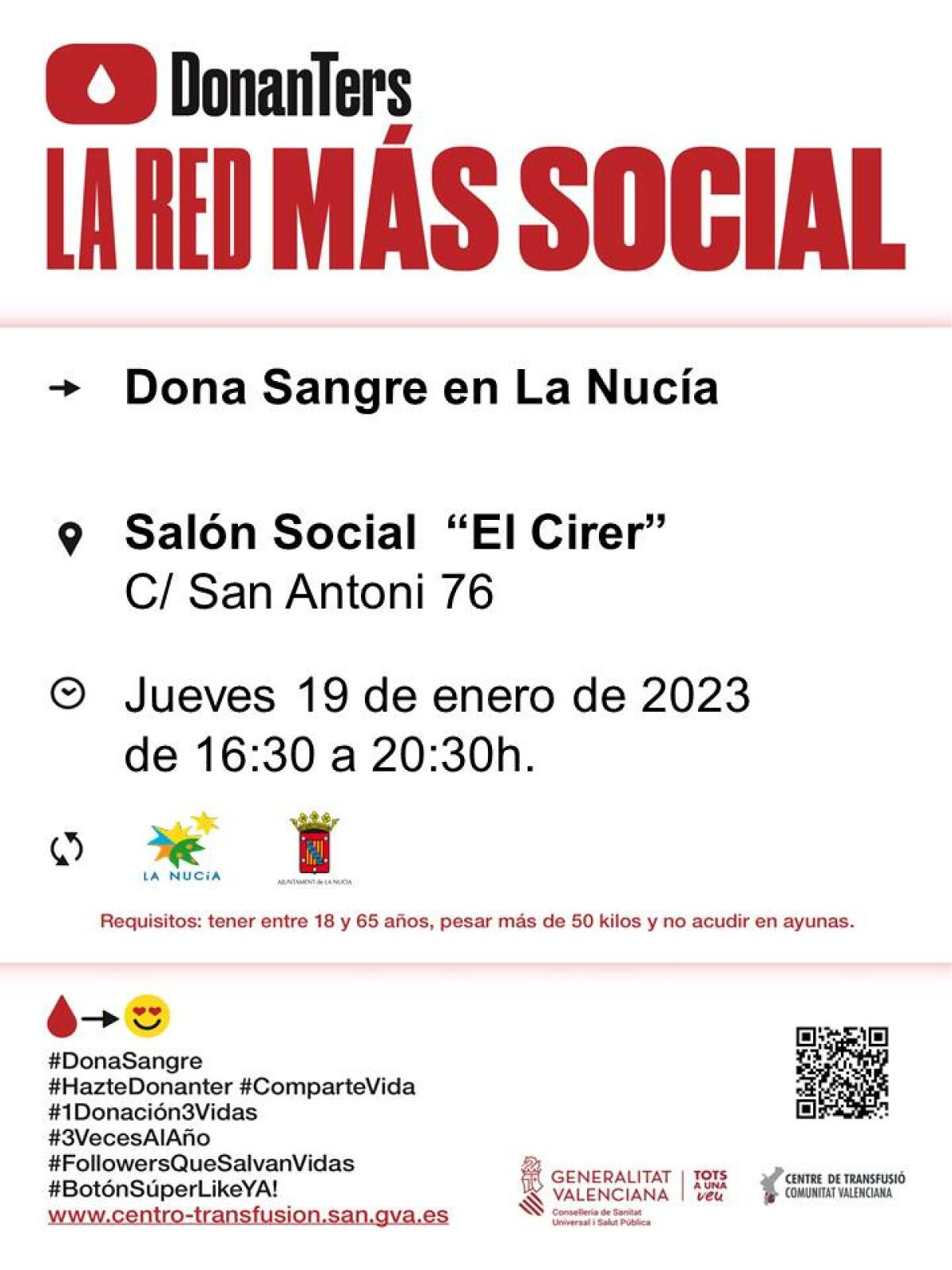 Este jueves nueva donación de sangre en el “El Cirer”