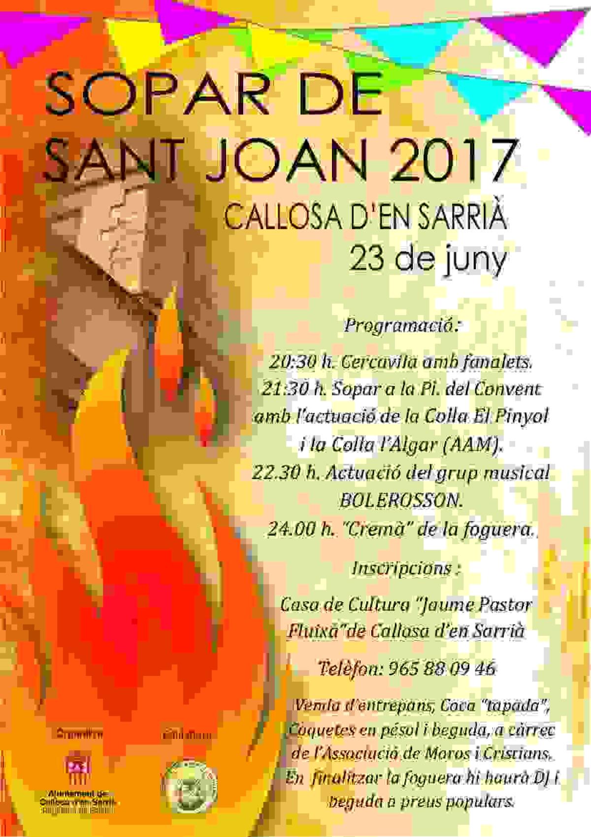 Callosa d&rsquo;en Sarri&agrave; se prepara para celebrar el tradicional &lsquo;Sopar de Sant Joan&rsquo; con diversas actuaciones musicales