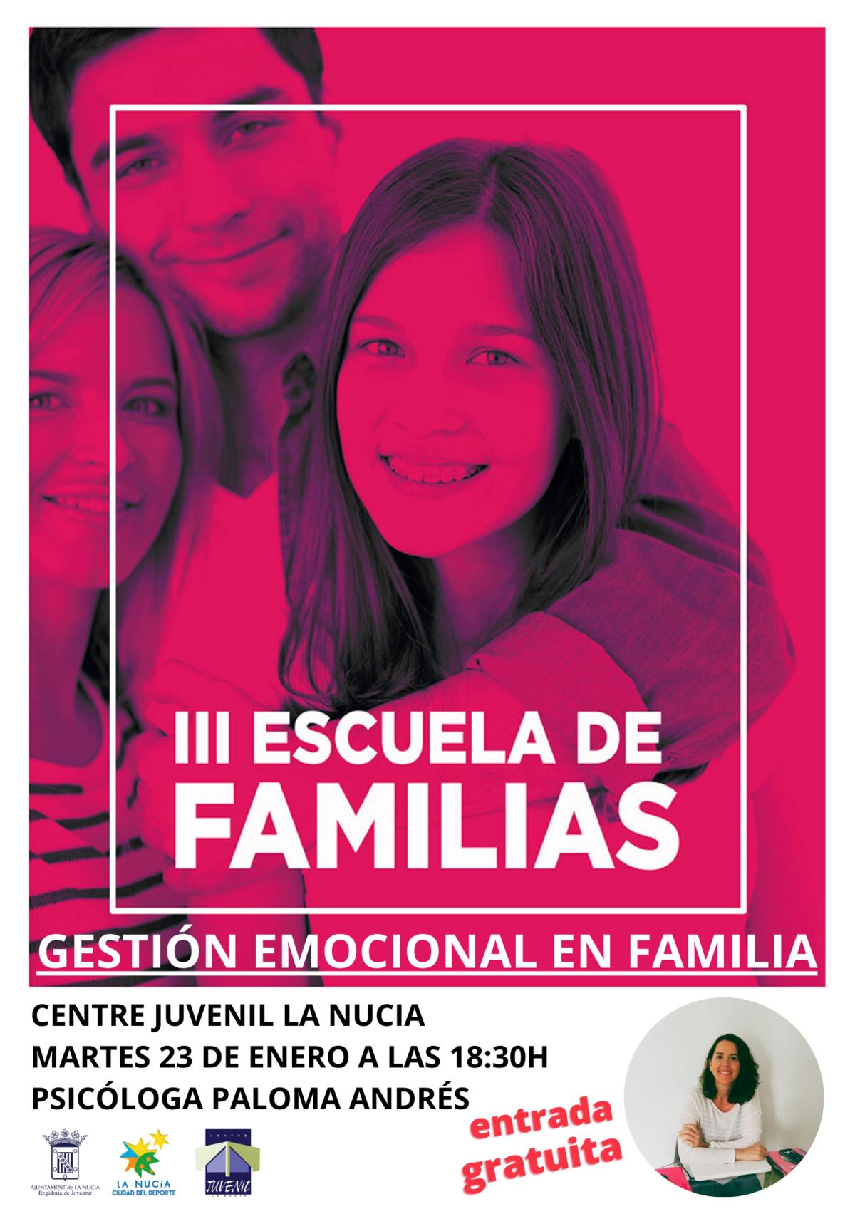 Segunda charla de la “III Escuela de Familias” esta tarde en el Centre Juvenil