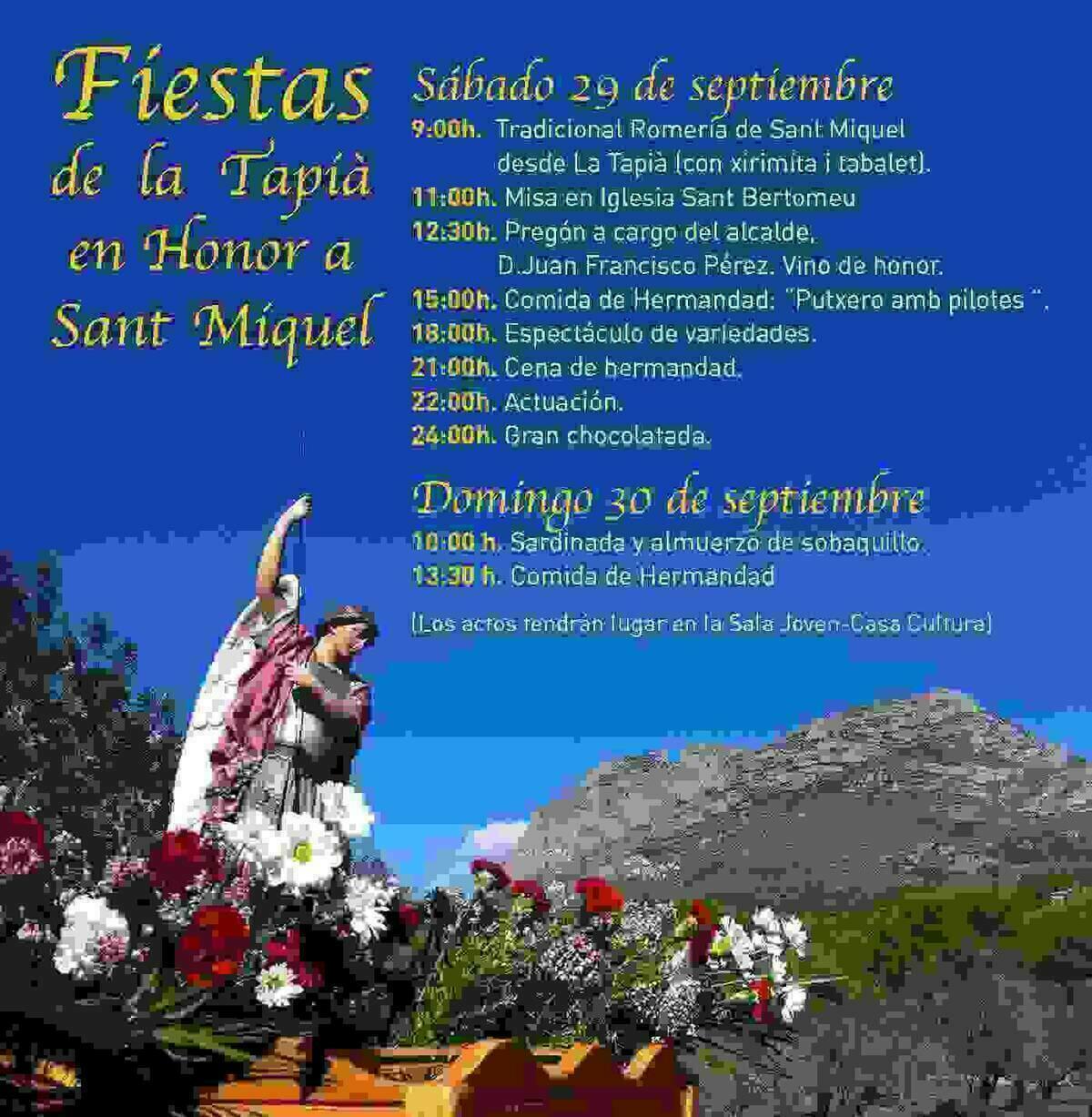 Este fin de semana los vecinos de la partida Tapi&agrave;-Umbr&iacute;a de Finestrat celebran sus fiestas en honor a Sant Miquel