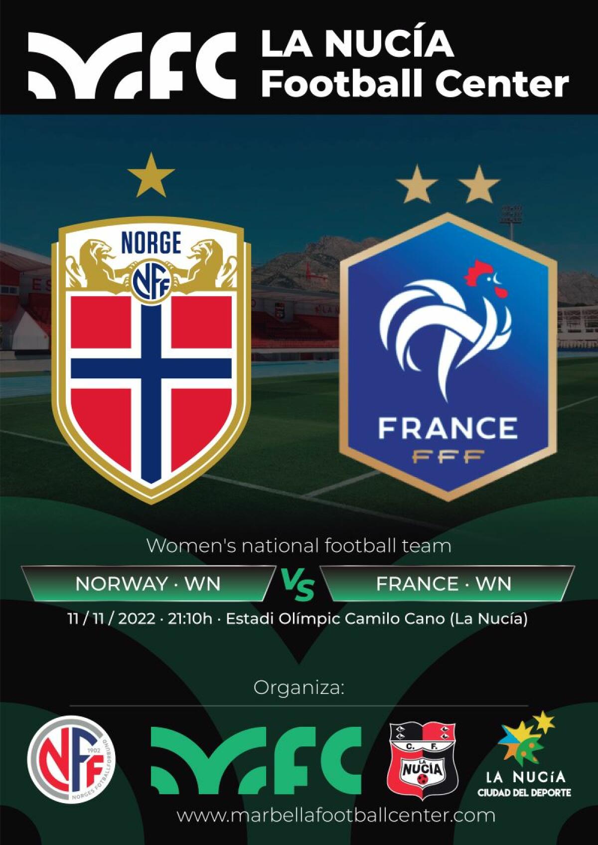 Partido internacional femenino entre Noruega y Francia en La Nucía