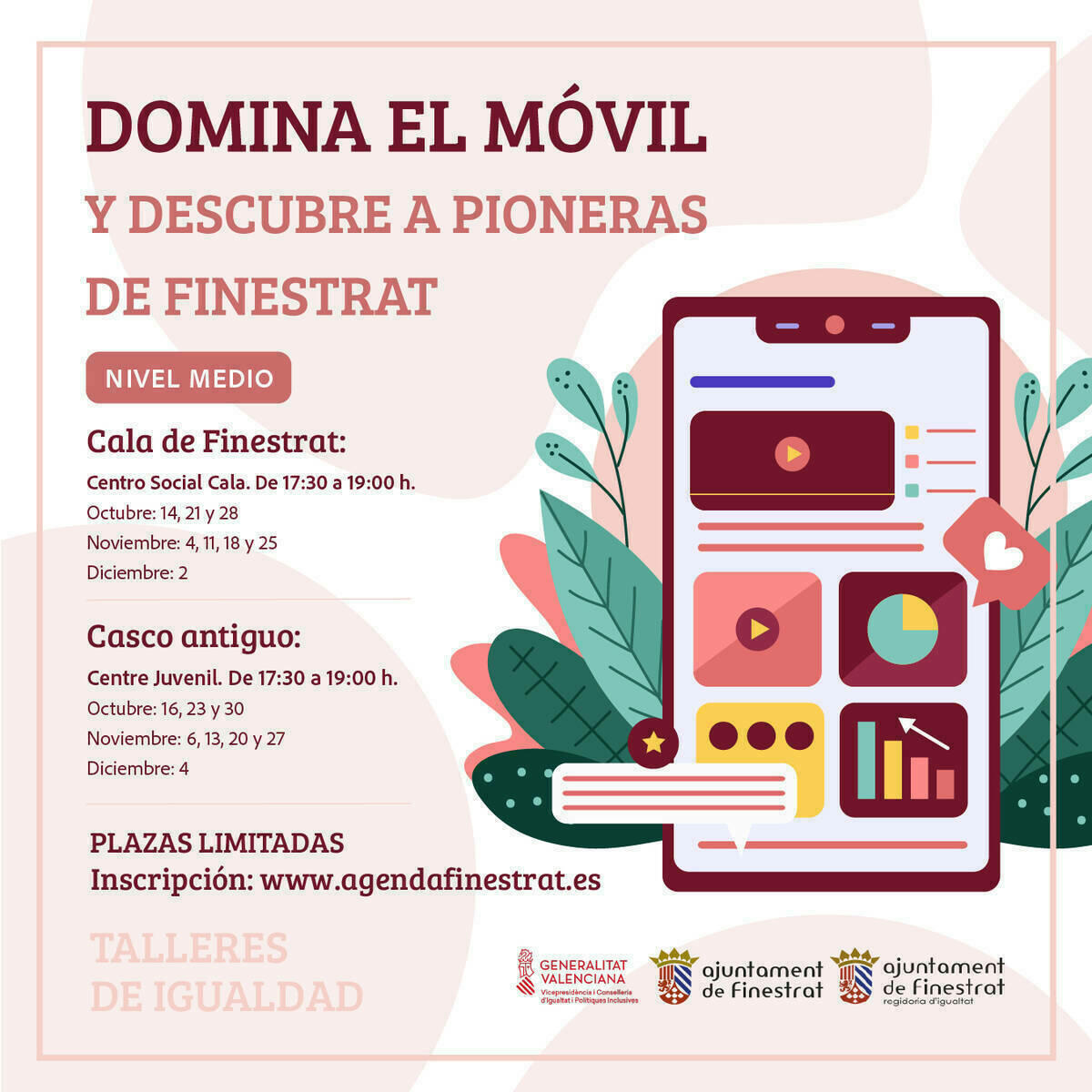 NUEVA EDICI&Oacute;N DE LOS TALLERES DE IGUALDAD PARA AYUDAR A LAS PERSONAS MAYORES DE FINESTRAT A &ldquo;DOMINAR EL M&Oacute;VIL&rdquo;