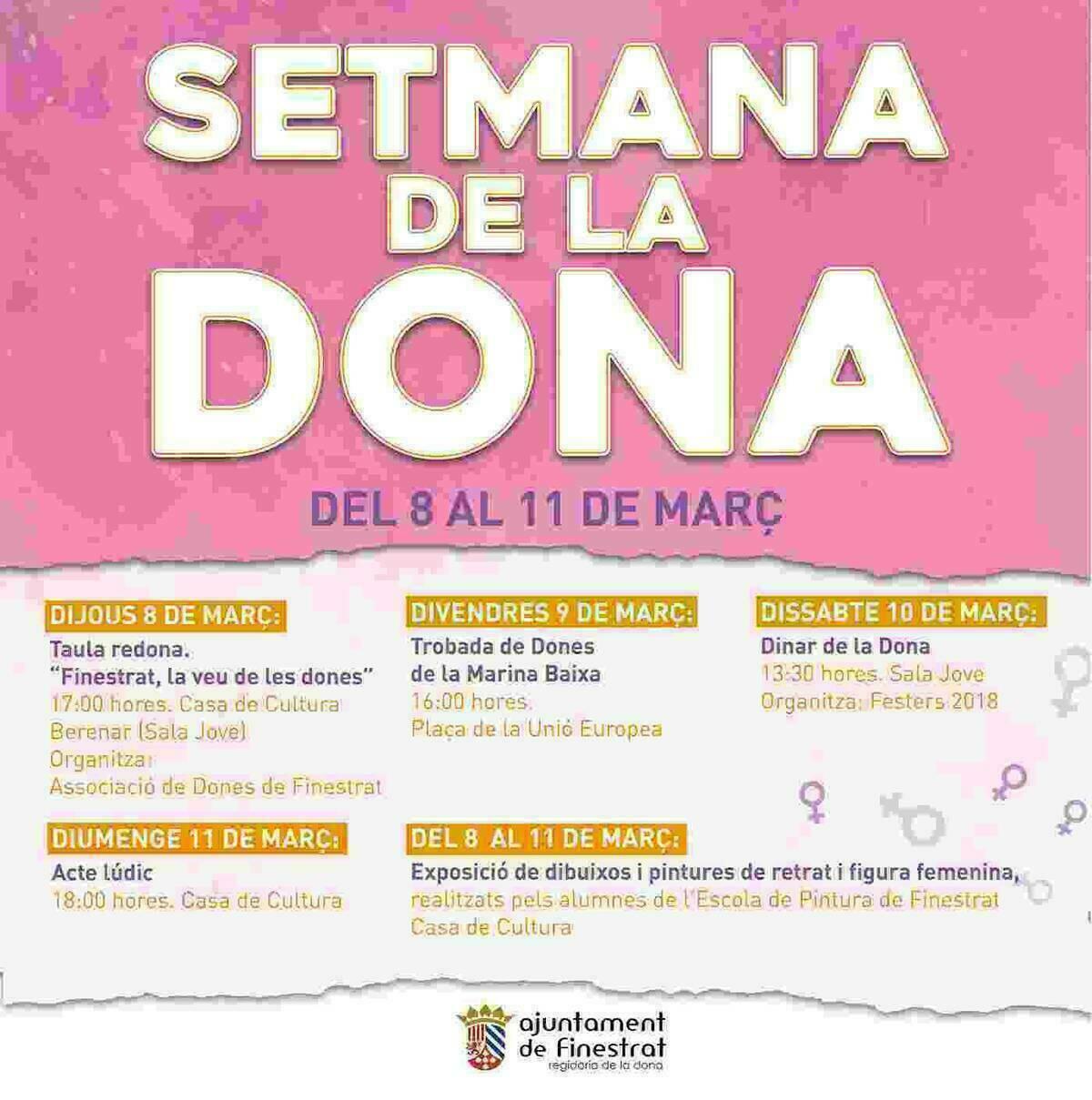 Finestrat celebra la &ldquo;Setmana de la Dona&rdquo; para conmemorar el D&iacute;a Internacional de la Mujer