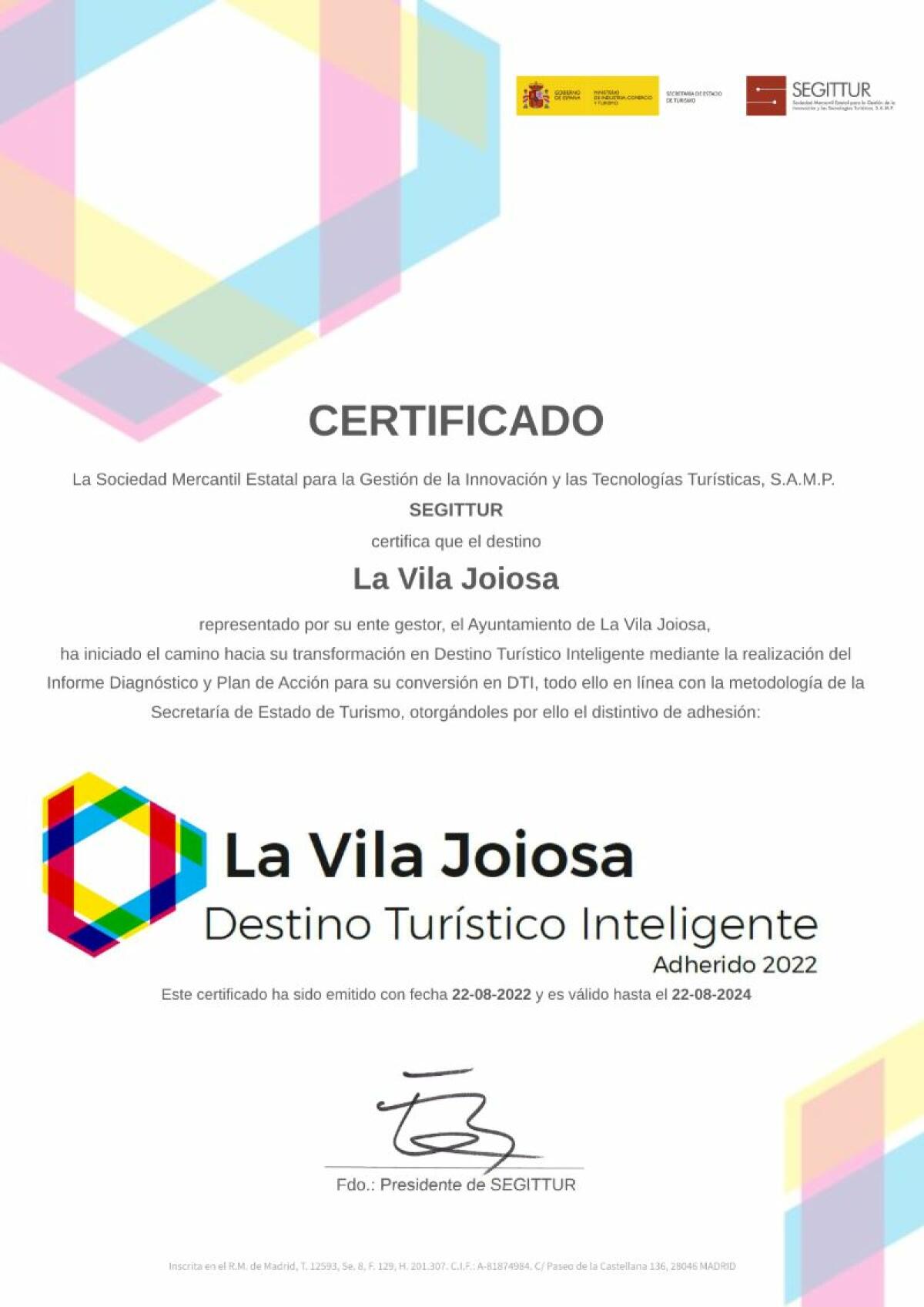 La Vila Joiosa revalida el distintivo de Destino Turístico Inteligente 