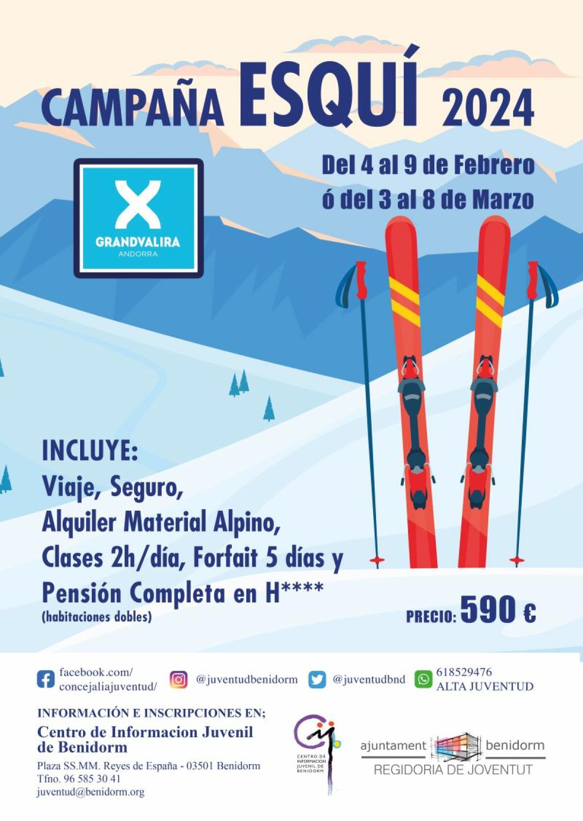 Juventud organiza dos viajes a Grand Valira para la Campaña de Esquí 2024 