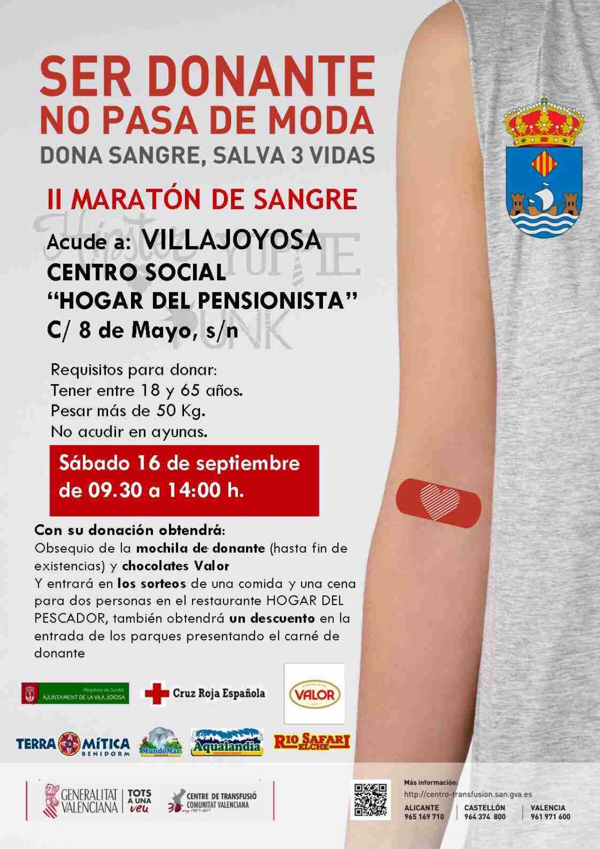 El Ayuntamiento de la Vila y el Centro de Trasfusi&oacute;n organizan el II Marat&oacute;n de Donaci&oacute;n de Sangre