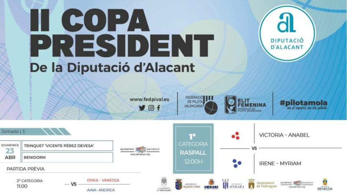 ‘El Trinquet’ acoge este domingo una jornada decisiva de la II Copa President de la Diputació de pilota valenciana femenina  