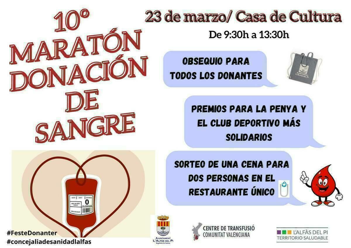 L’Alfàs celebra este sábado su décimo Maratón Solidario de Donación de Sangre