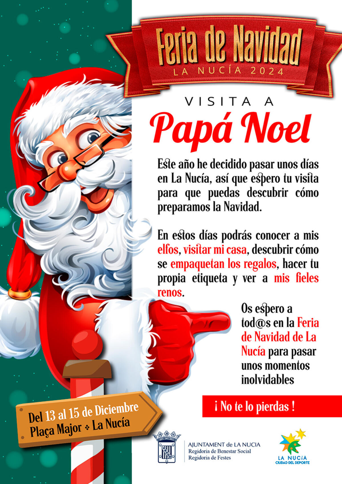 Papa Noel llegará a La Nucía este fin de semana en la Feria de Navidad