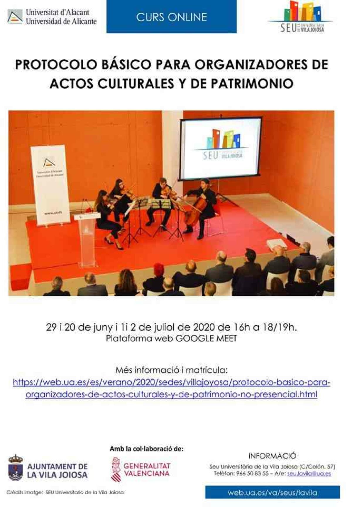 La UA oferta un curso de verano para organizadores de actos culturales y patrimonio