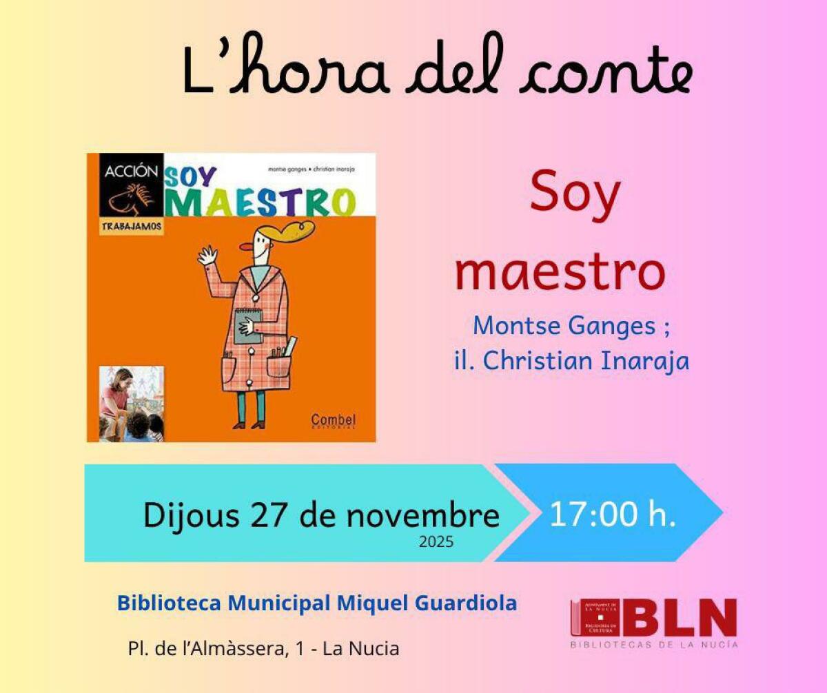 “Soy Maestro” será la lectura de este jueves en “L’hora del Conte” 