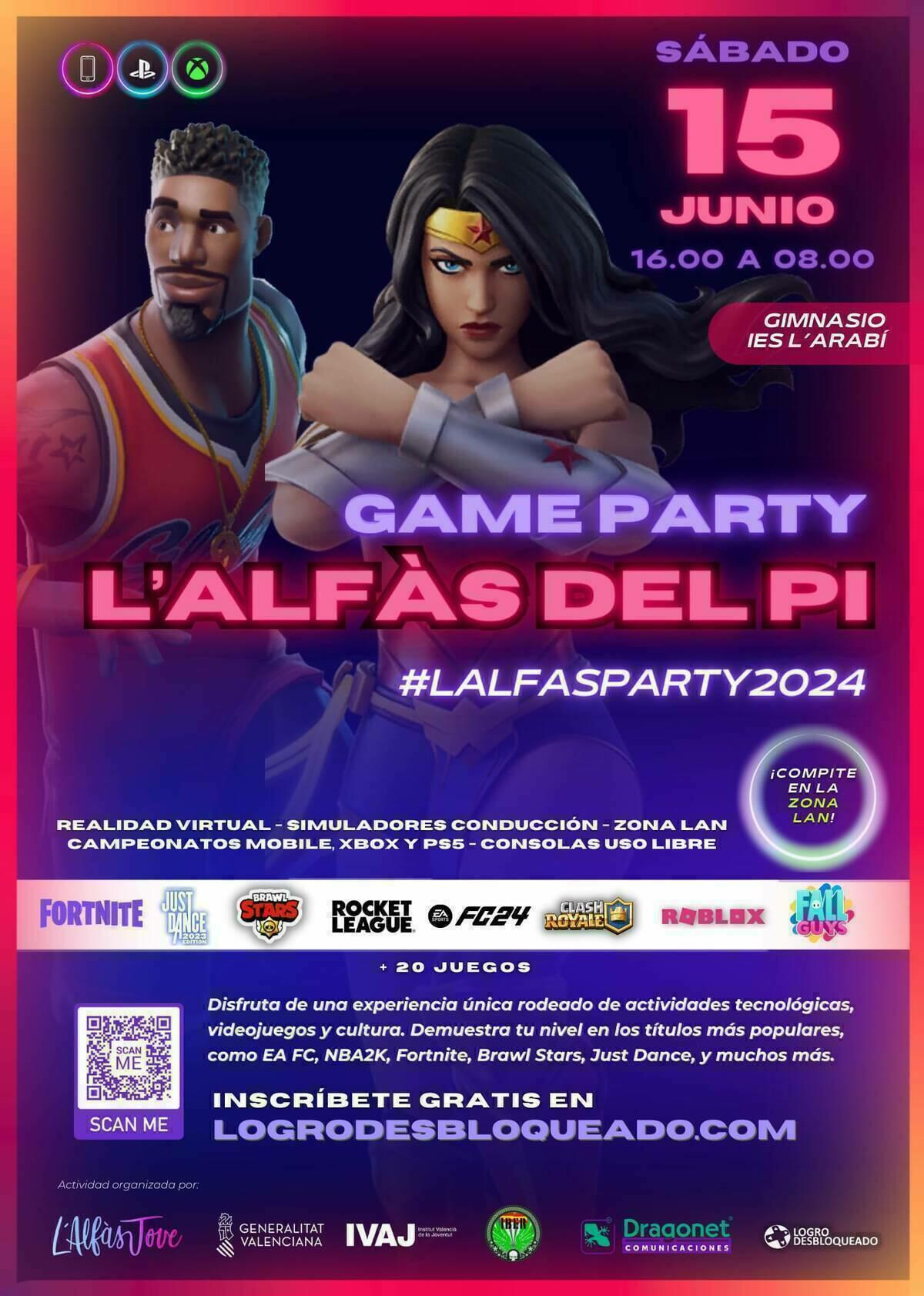 L’Alfàs Party es un evento tecnológico de videojuegos con cinco zonas diferentes -Realidad Virtual, Simuladores de Conducción, Zona LAN, Campeonatos Mobile, Xbox, PS5 y consolas de uso libre- para intentar atraer a jóvenes de todas las edades. 