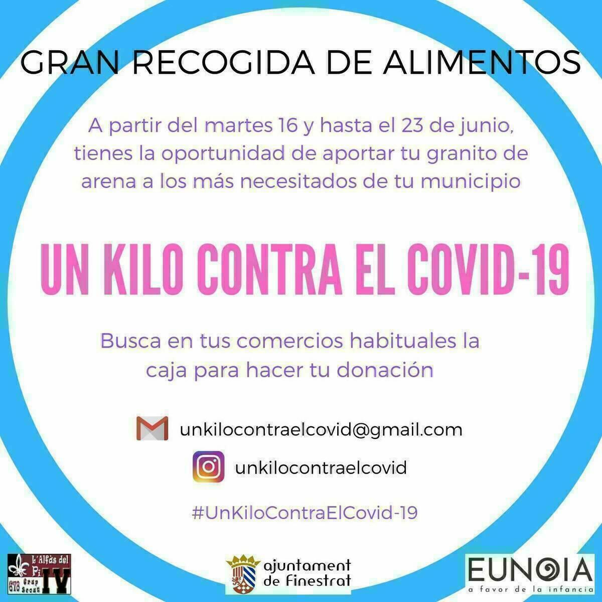 La Campa&ntilde;a solidaria "Un kilo contra el Covit-19" llega a Finestrat.