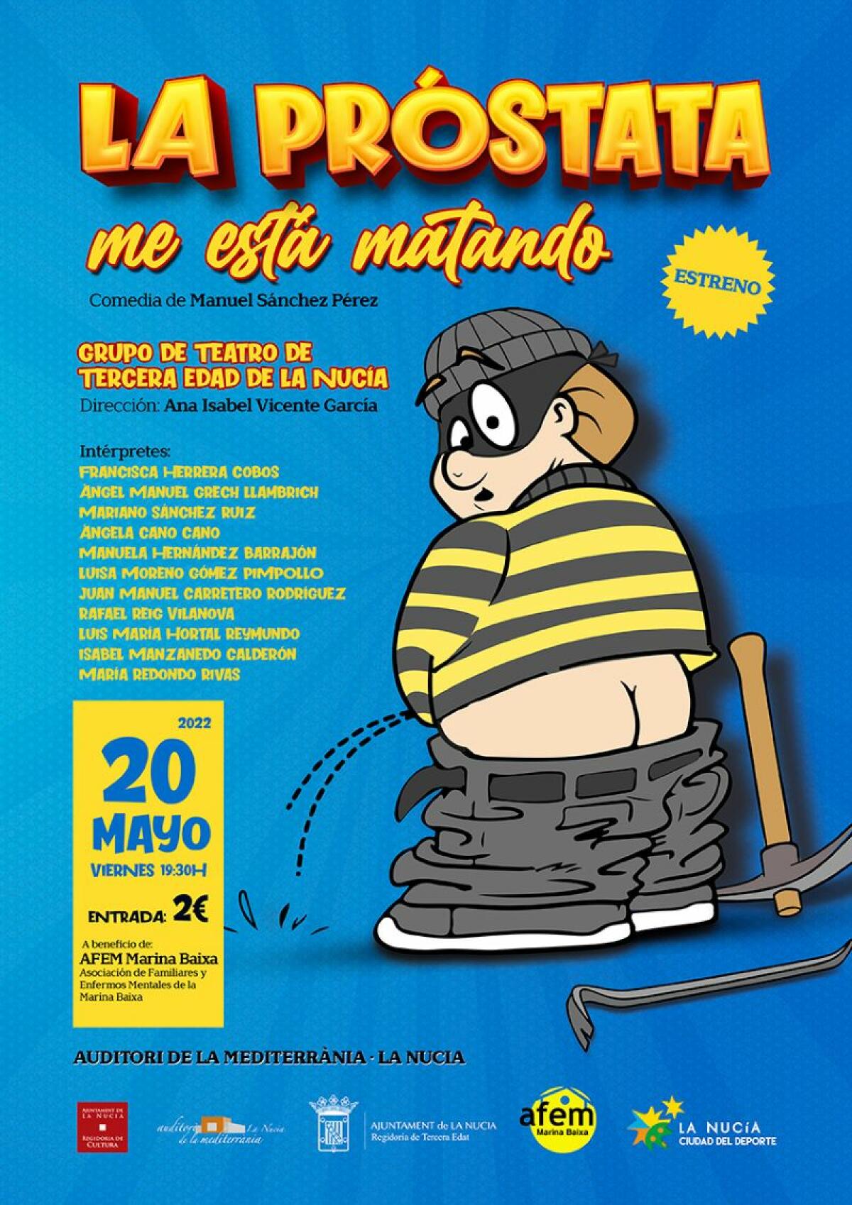 El Grupo de Teatro 3ª Edad estrena “La próstata me está matando” este viernes