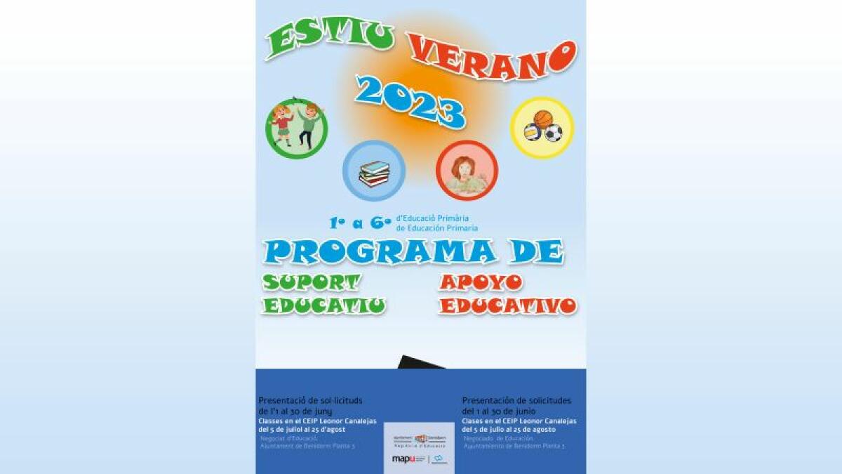 Benidorm abre el plazo de inscripción para el Programa de Apoyo Educativo de Verano, que repite en el CEIP Leonor Canalejas