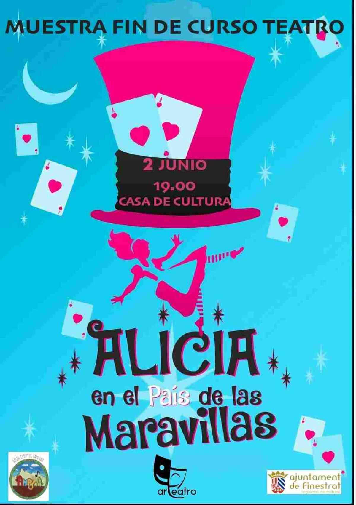 Este domingo llega el clásico “Alicia en el país de las maravillas” a la Casa de Cultura de Finestrat con el taller infantil “Arteatro”