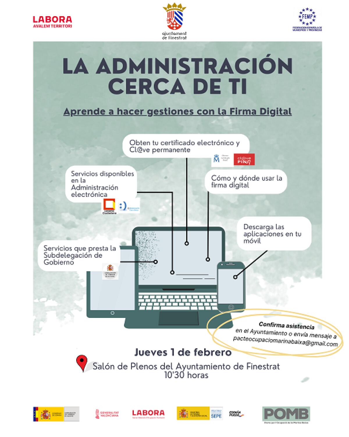 FINESTRAT ACOGE EL TALLER "LA ADMINISTRACIÓN CERCA DE TI" EL  JUEVES 1 DE FEBRERO