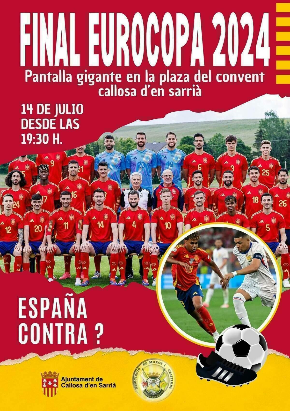 Callosa d’en Sarrià instala una pantalla gigante para disfrutar de la Final de la Eurocopa