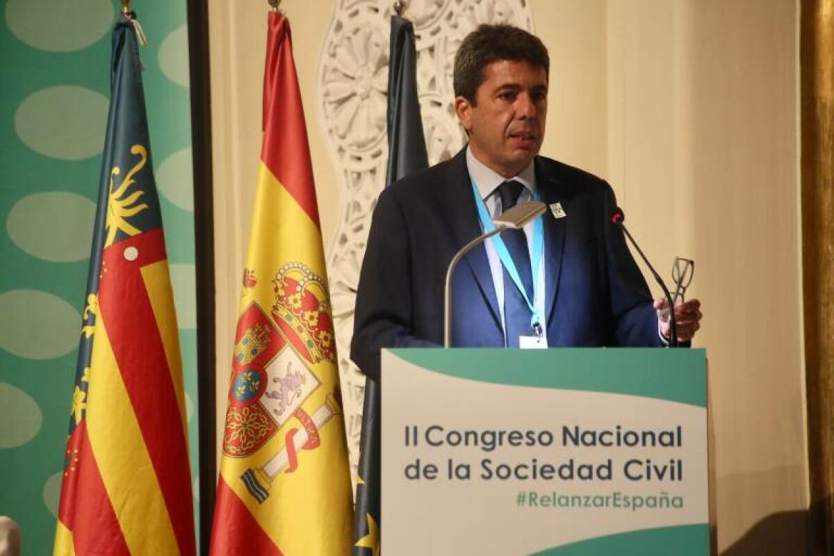 El presidente Carlos Mazón participa en el II Congreso Nacional de la Sociedad Civil para abordar el relanzamiento de España y las oportunidades de futuro