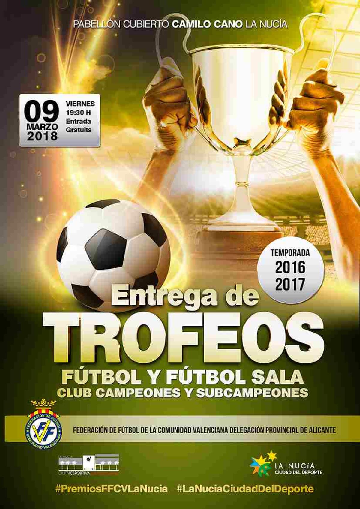 La Gala Provincial del F&uacute;tbol se celebra esta tarde en  #LaNuciaCiudadDelDeporte 