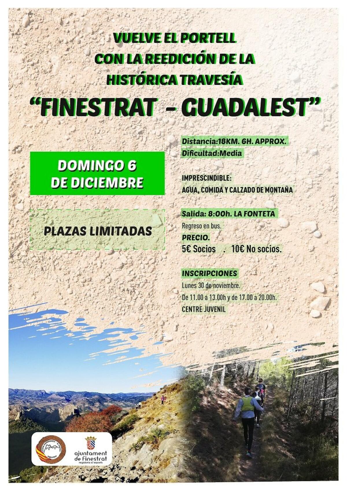 TRAVESÍA FINESTRAT-GUADALEST PARA EL DOMINGO 6 DE DICIEMBRE