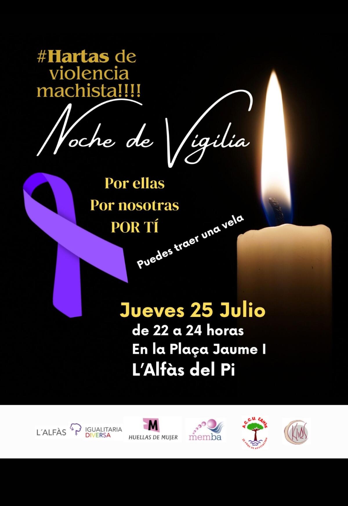 L’Alfàs se suma a la ‘Noche de Vigilia’ contra la violencia machista convocada para mañana 