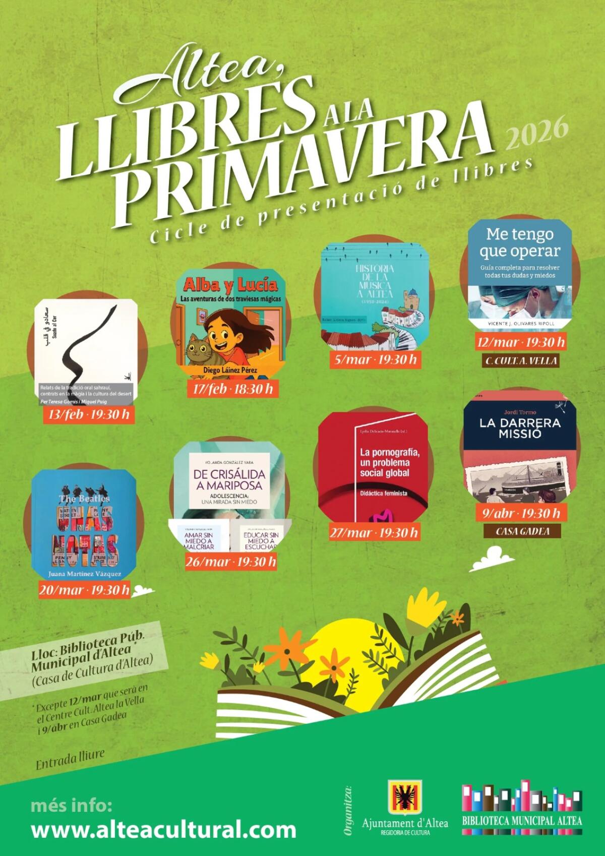 Cultura presenta el ciclo &ldquo;Altea, Llibres a la Primavera 2026&rdquo;