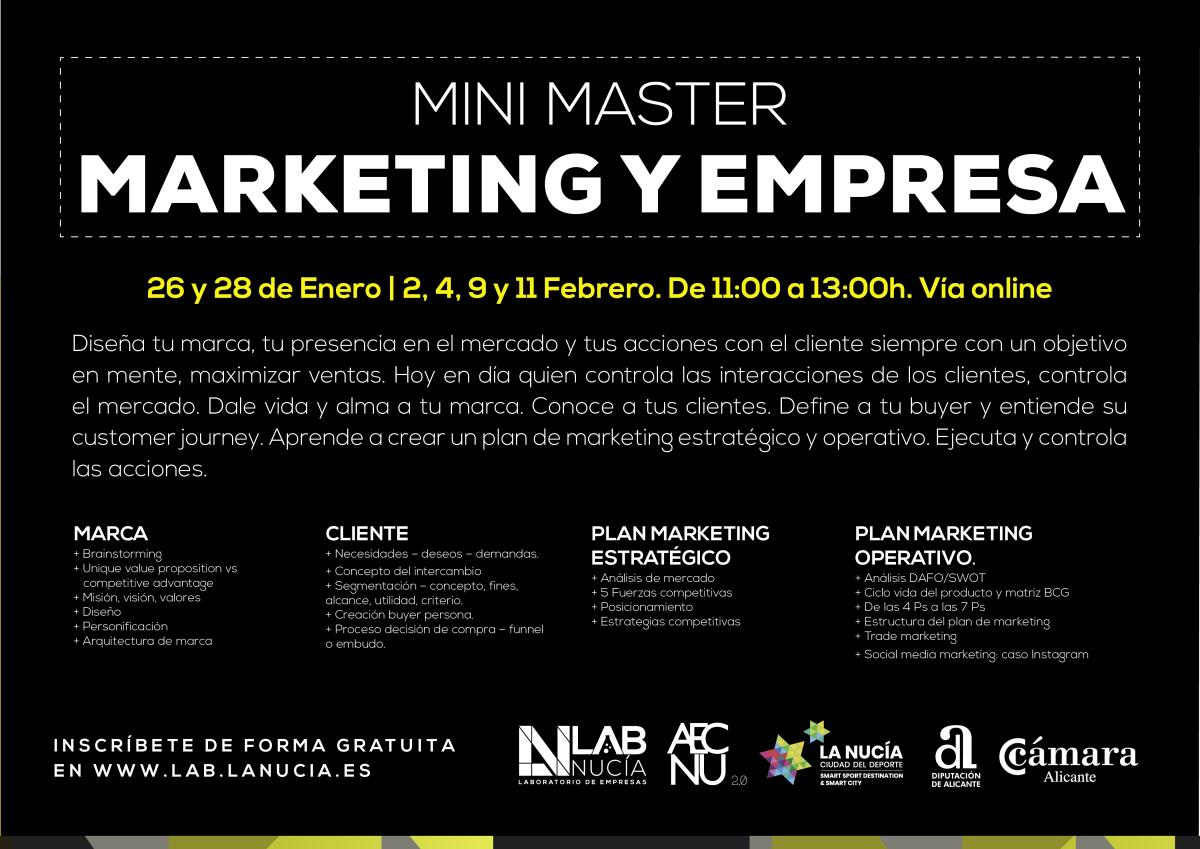 Mañana empieza el “Mini Master Marketing y Empresa” gratuito del  Lab_Nucia