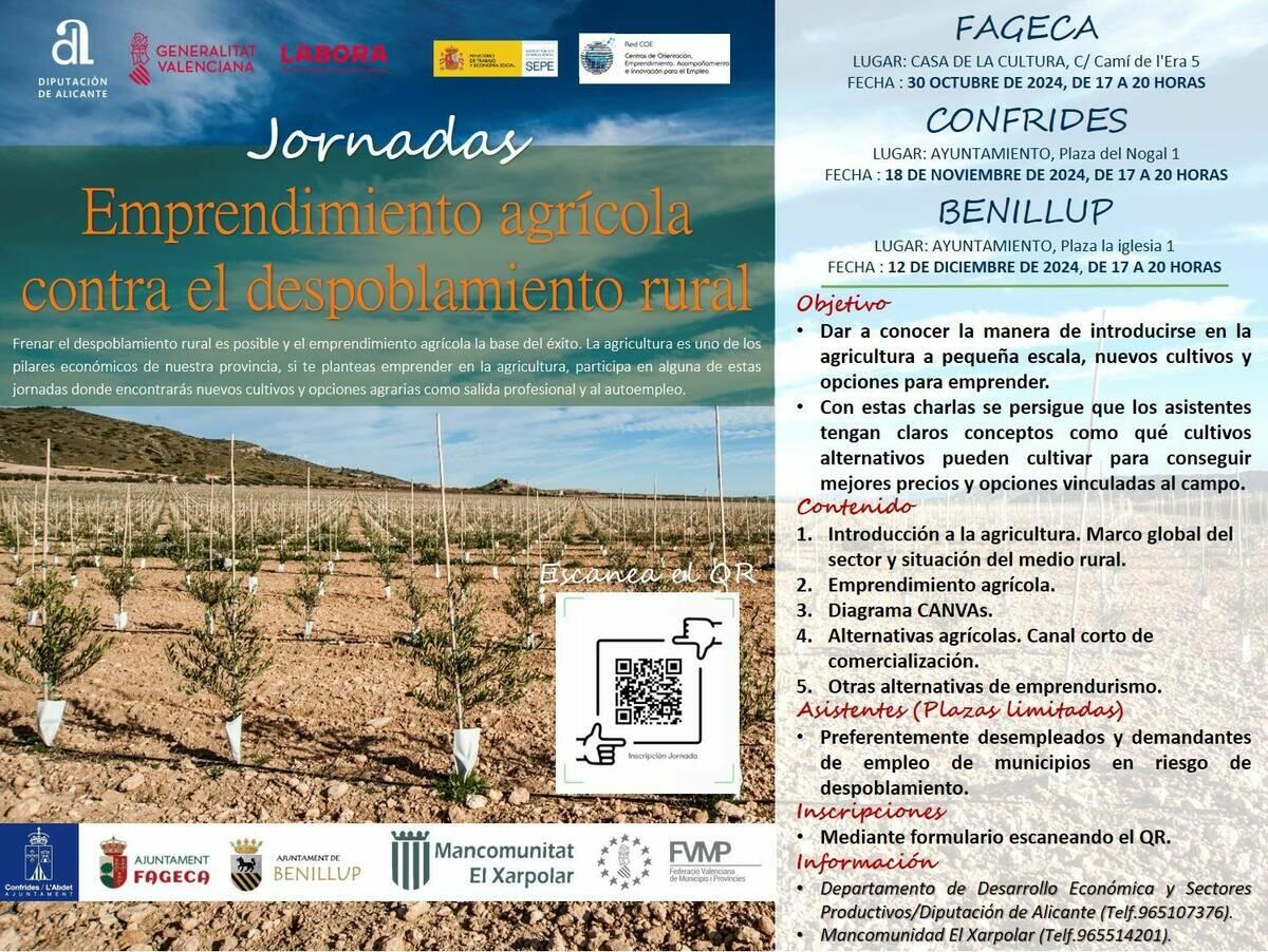 La Diputación impulsa unas jornadas sobre emprendimiento agrícola contra el despoblamiento rural 