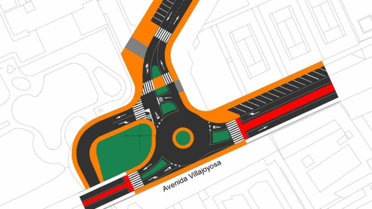 Comienza la construcción de una rotonda en el cruce de las avenidas Villajoyosa y Marina Baixa para mejorar la movilidad y la seguridad vial 