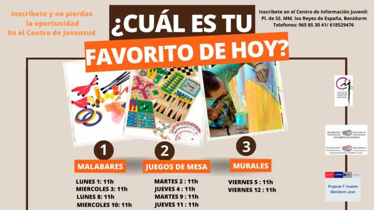 Juventud organiza actividades de malabares, juegos de mesa y murales para el mes de agosto 