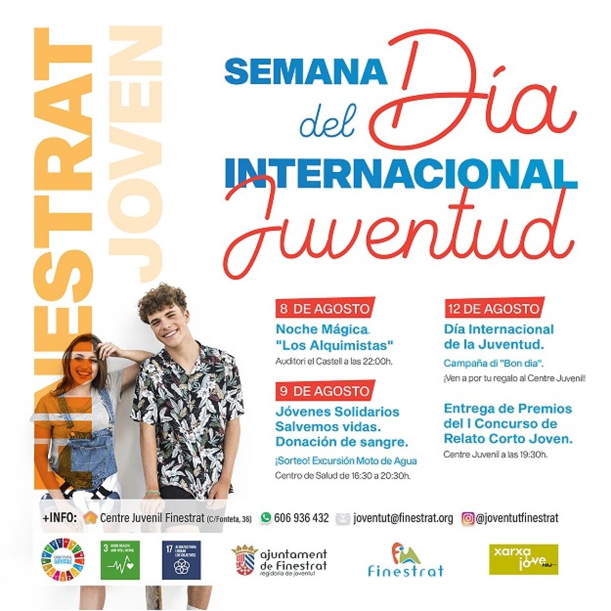 FINESTRAT CELEBRA EL DÍA INTERNACIONAL DE LA JUVENTUD CON UNA SEMANA DE ACTOS QUE INCLUYE MAGIA, DONACIÓN DE SANGRE,  ACCIONES DE FOMENTO DEL VALENCIÀ Y ENTREGA DE PREMIOS A LOS GANADORES DEL CONCURSO “RELATO CORTO JOVE”