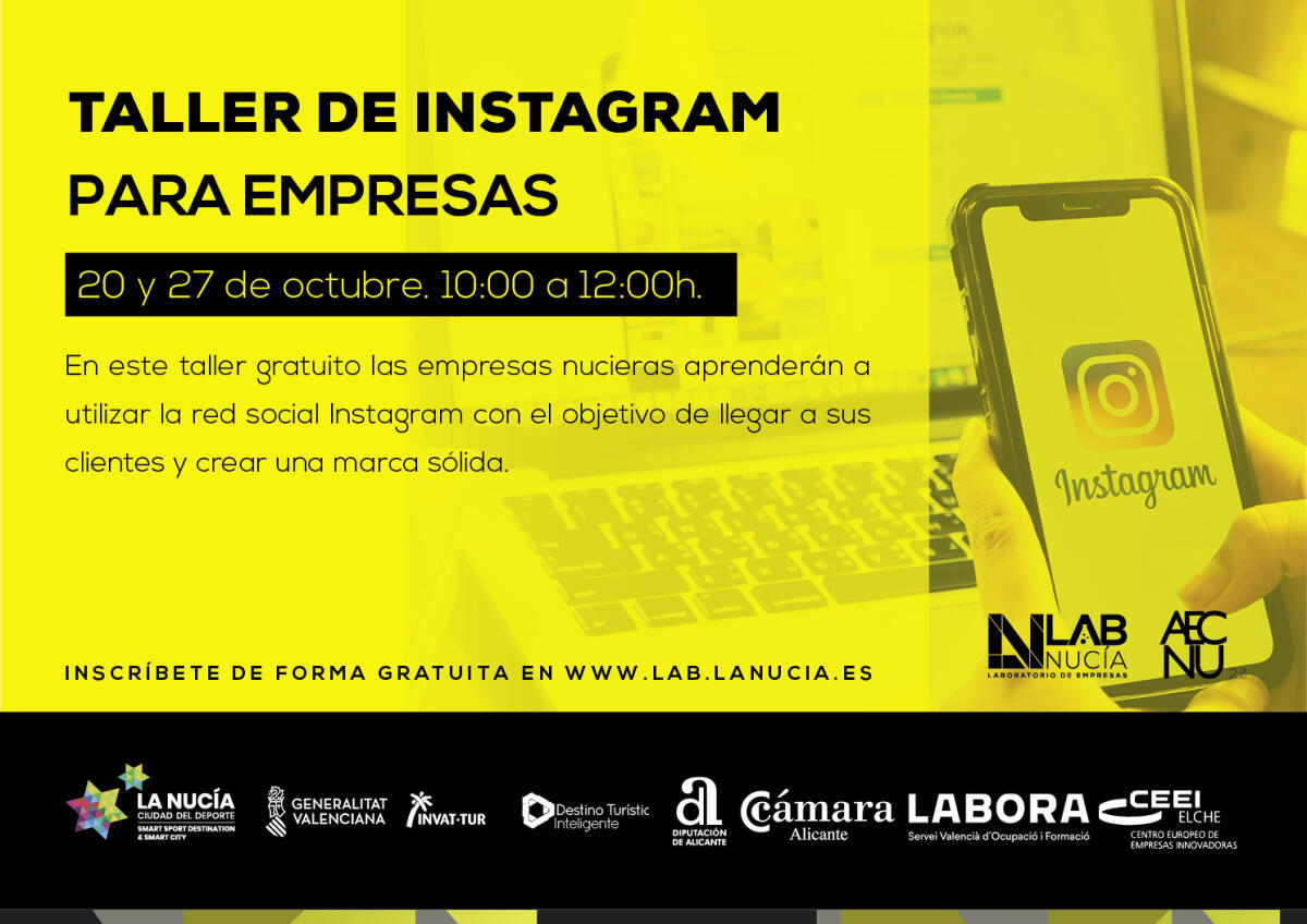 Mañana “Taller de Instagram para empresas” en el Lab_Nucia