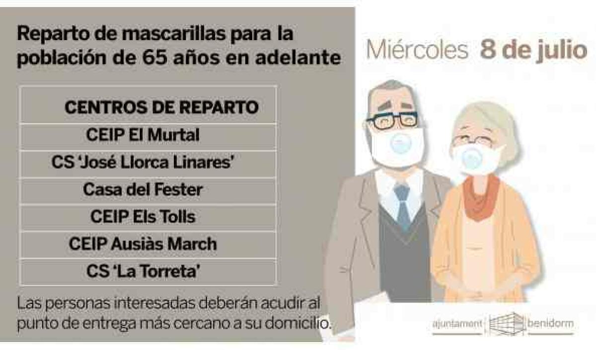El Ayuntamiento entrega el mi&eacute;rcoles mascarillas a la poblaci&oacute;n de m&aacute;s de 65 a&ntilde;os.