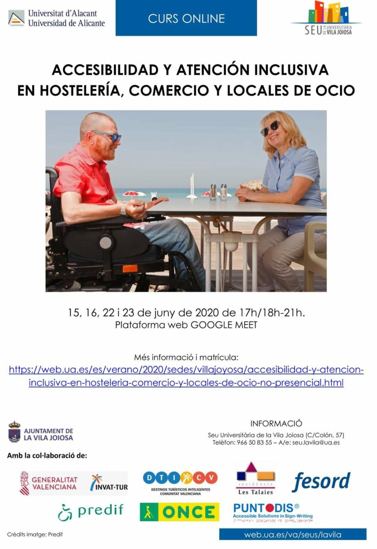 La Sede Universitaria de la Vila presenta un curso de accesibilidad y atenci&oacute;n inclusiva en hosteler&iacute;a, comercio y locales de ocio.