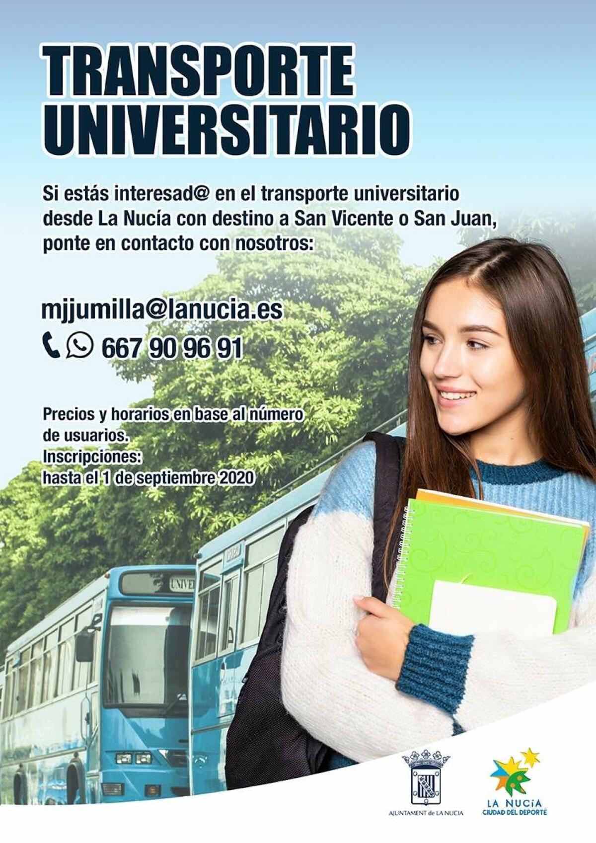 Transporte universitario desde La Nuc&iacute;a a los  &ldquo;campus de San Vicente y San Juan&rdquo;