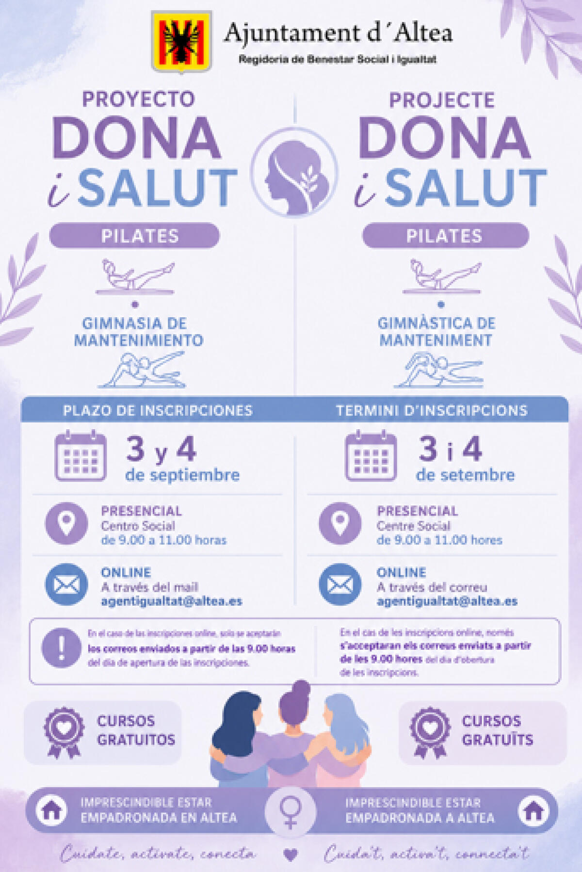 La Concejal&iacute;a de Igualdad impulsa una nueva edici&oacute;n del proyecto &lsquo;Dona i Salut&rsquo; con actividades de Pilates y Gimnasia de Mantenimiento