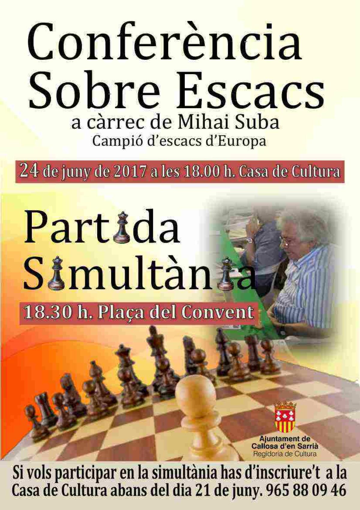 Callosa &middot; Un total de 28 aficionados al Ajedrez se enfrentar&aacute;n al campe&oacute;n de Europa Mihai Suba este s&aacute;bado