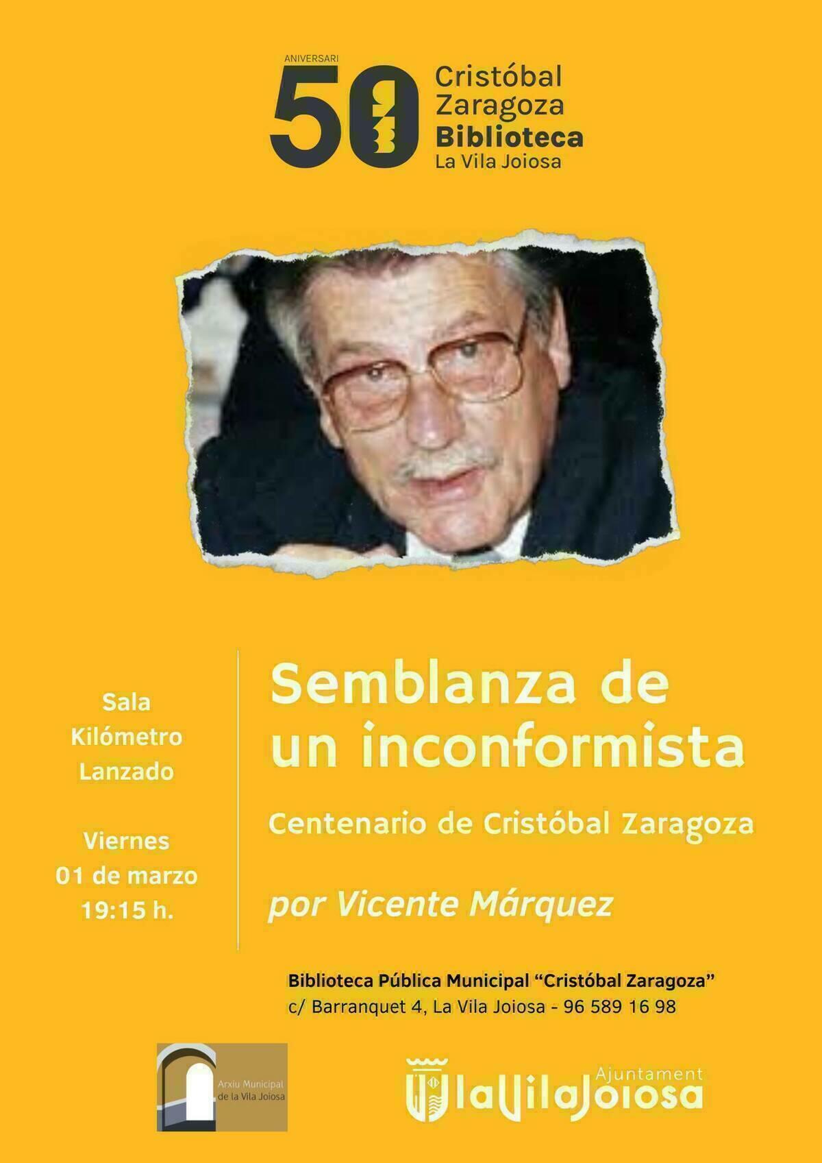 Cristóbal Zaragoza protagoniza dos de las actividades del 50 aniversario de la biblioteca municipal de Villajoyosa