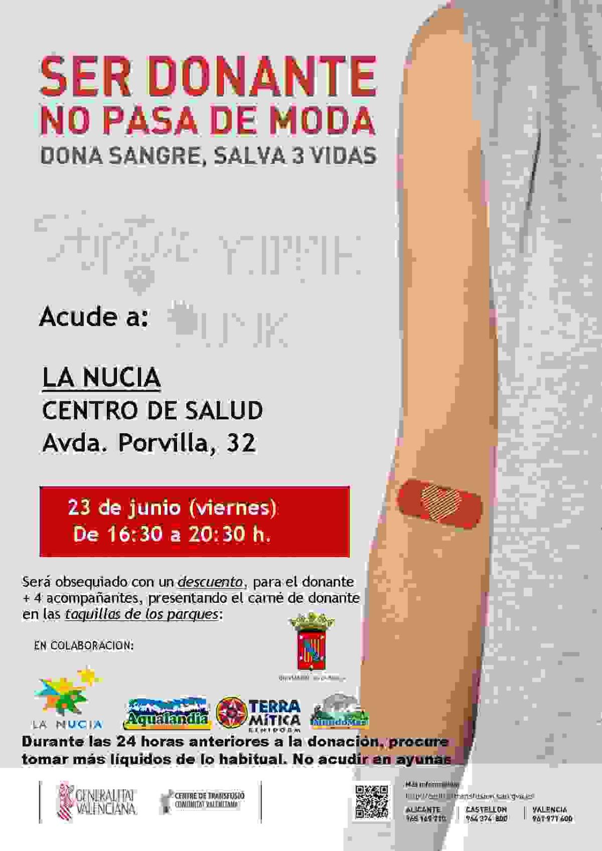 La Nuc&iacute;a &middot; Donaci&oacute;n de Sangre el pr&oacute;ximo viernes en el Centre de Salut