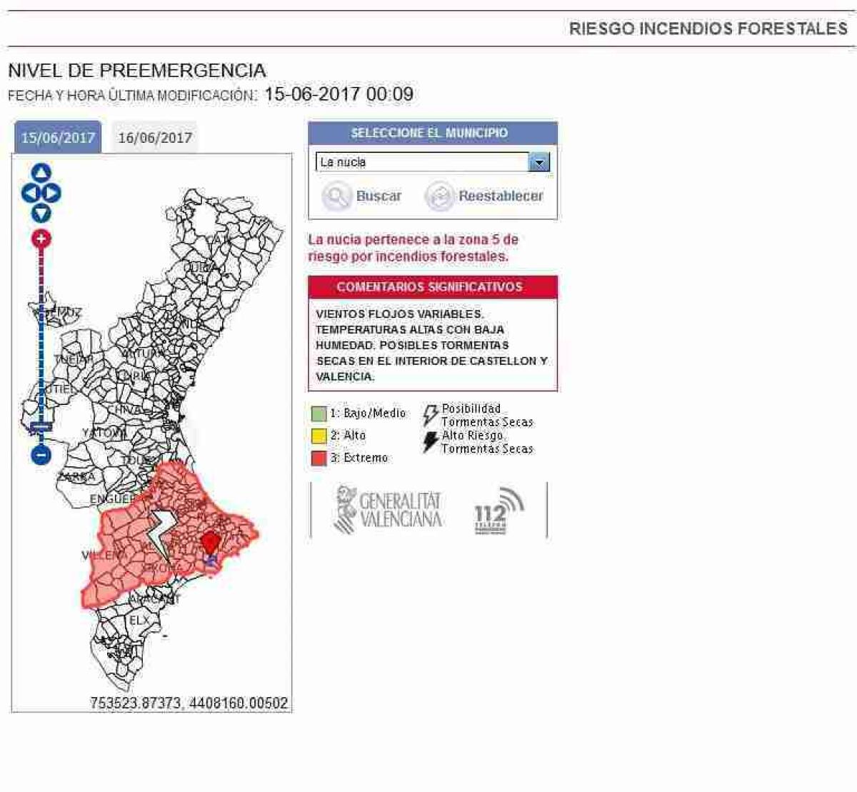 La Nuc&iacute;a en Pre Emergencia por riesgo de Incendios Forestales por tormentas secas
