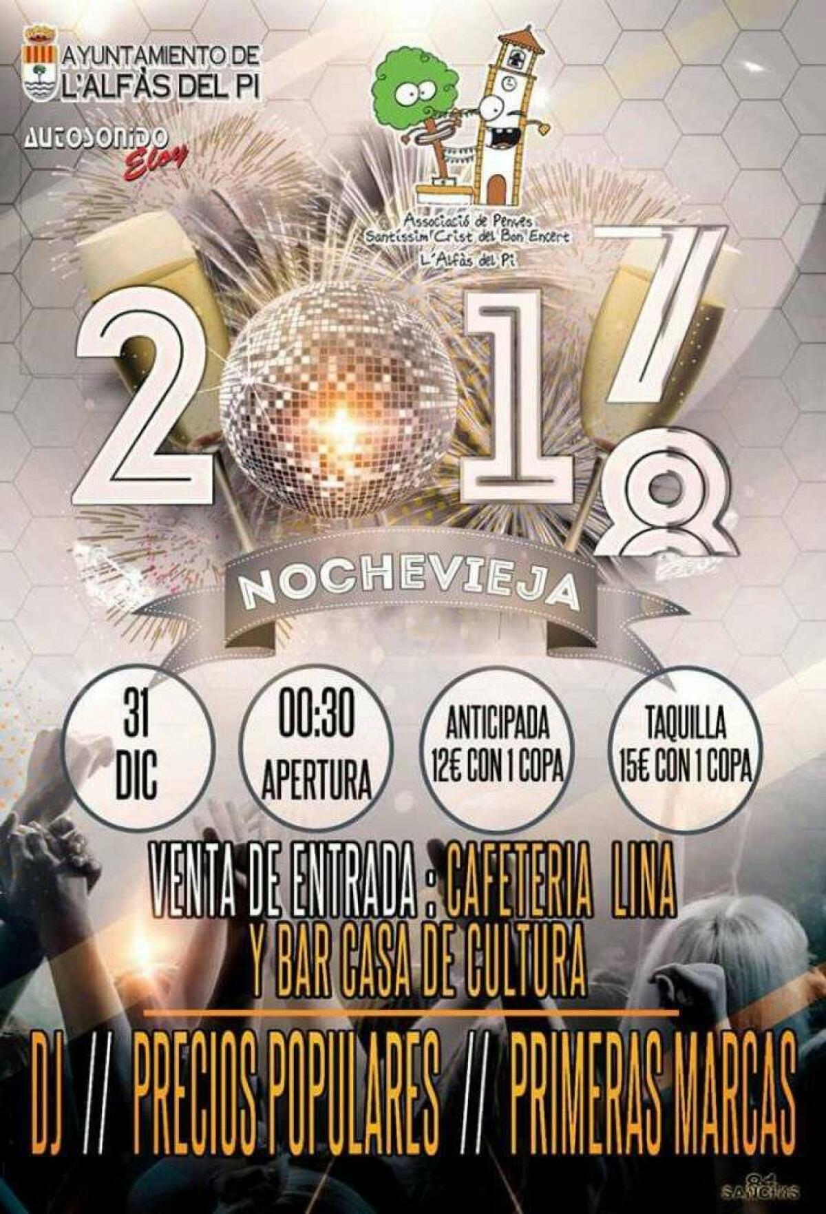 Gran fiesta de Nochevieja en l&rsquo;Alf&agrave;s con la Associaci&oacute; de Penyes Sant&iacute;ssim Crist del Bon Encert