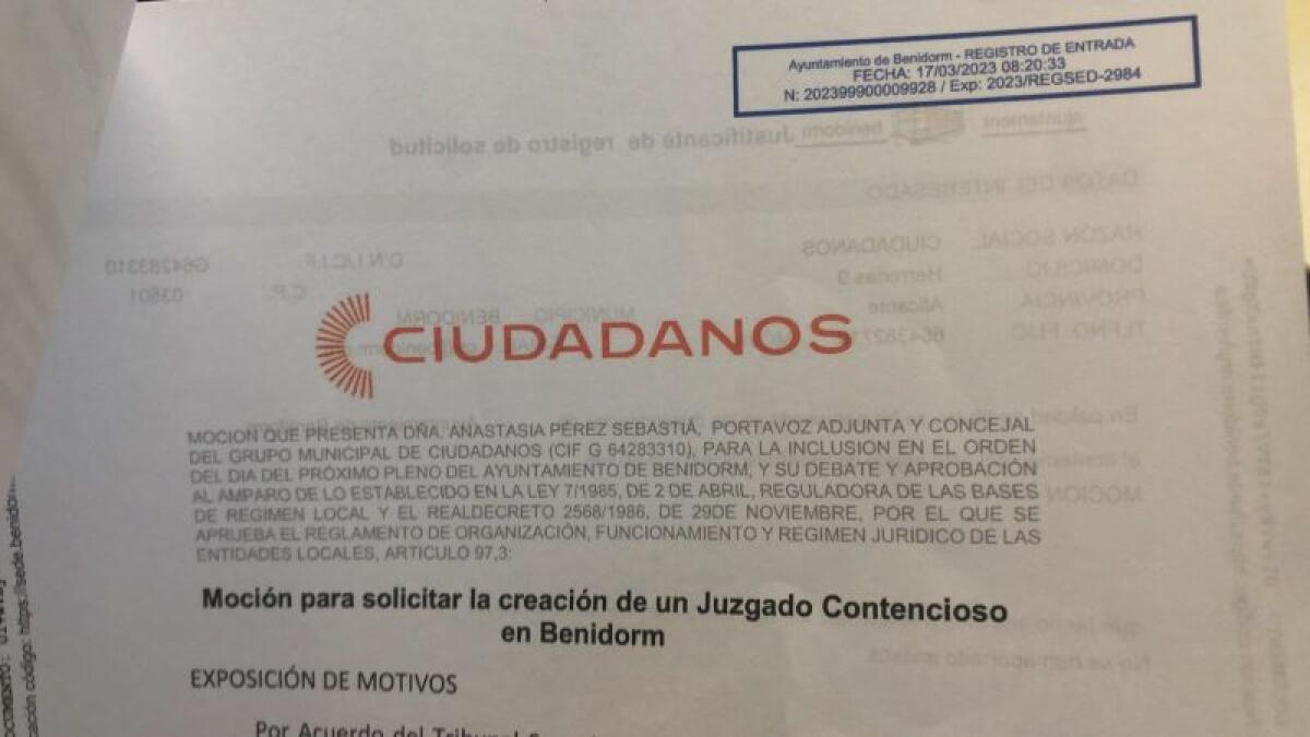 El Ayuntamiento de Benidorm ha pedido que el Juzgado Contencioso de Alicante se ubique en Benidorm