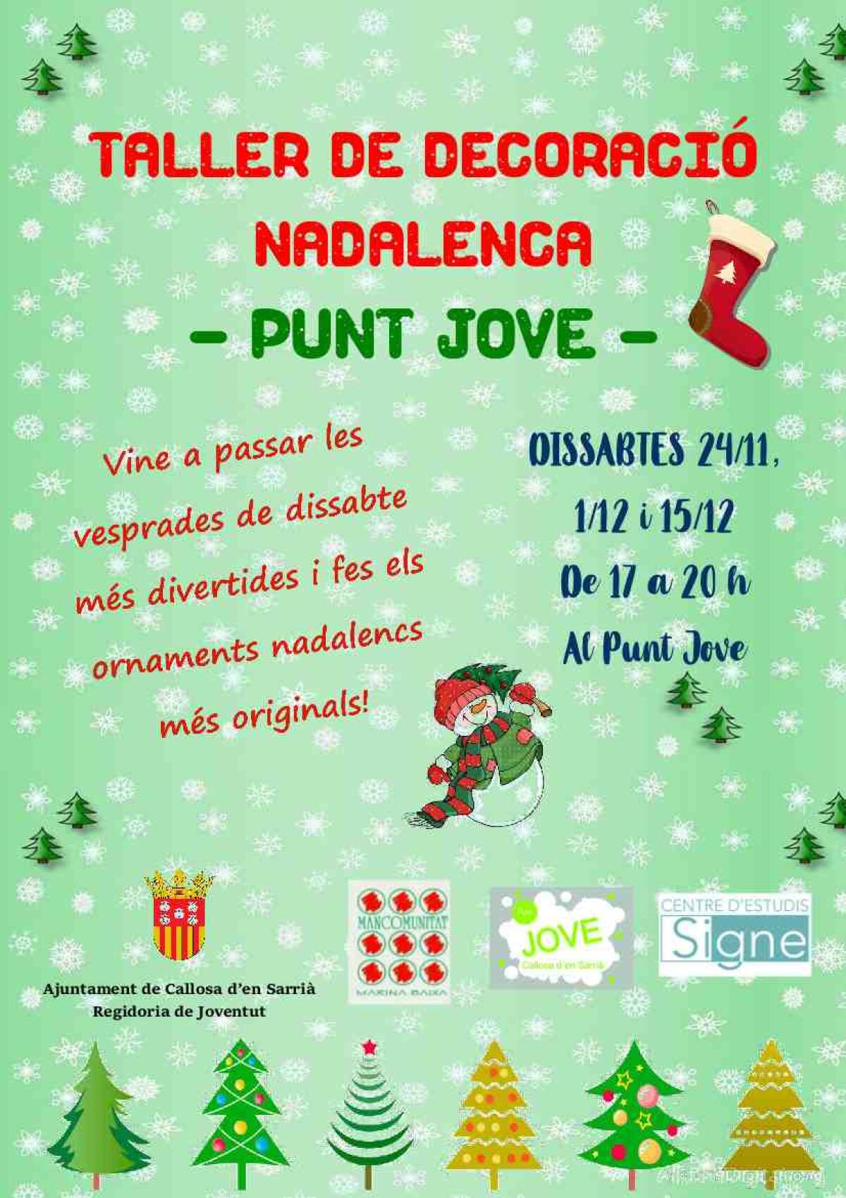  Nuevo taller de decoraci&oacute;n de Navidad este s&aacute;bado en el Punt Jove