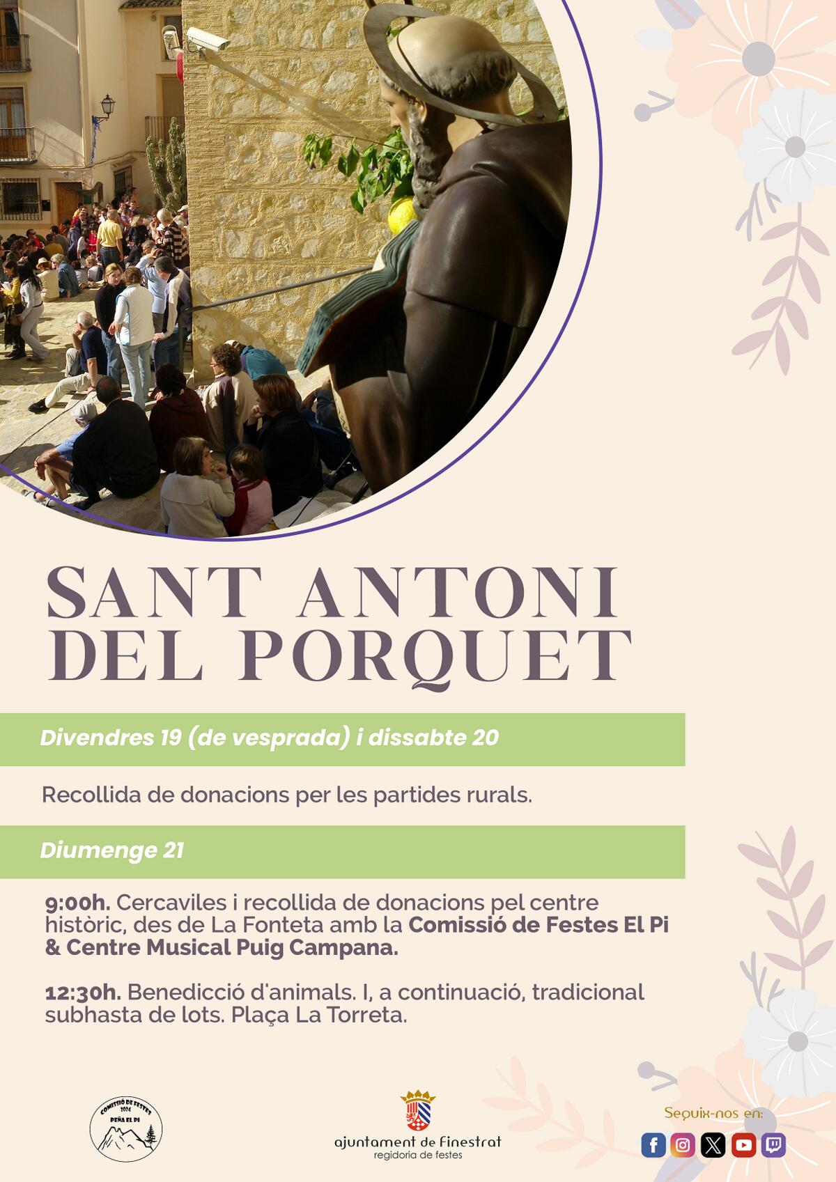 FINESTRAT CELEBRA EL DOMINGO 21 DE ENERO LA FIESTA DE SANT ANTONI DEL PORQUET