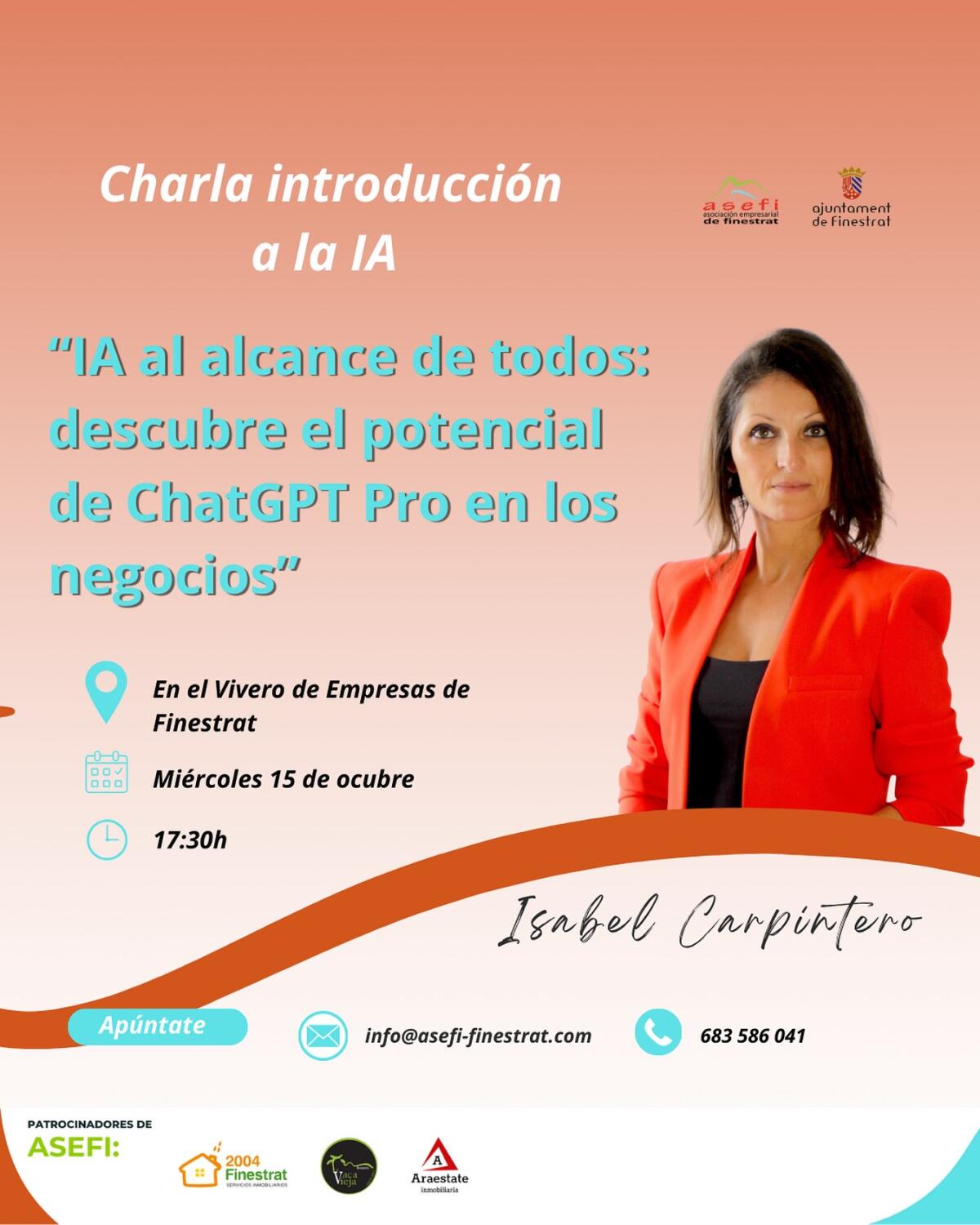 Próximas acciones formativas para empresas en el Vivero de Finestrat: Chat GPT PRO, gestión de talento y Actívate para encontrar empleo